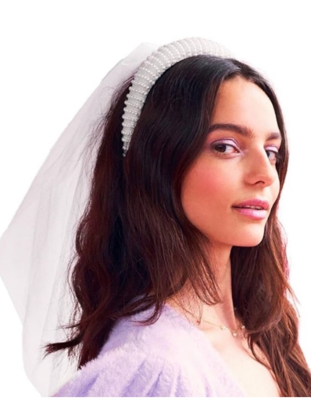 Piper K pearl headband with detachable veil. Bridal Bachelorette